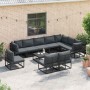 Conjunto de sofás de jardín con cojín 11 pcs Negro Aluminio en Conjuntos de jardín | Comprar online en Foru.es