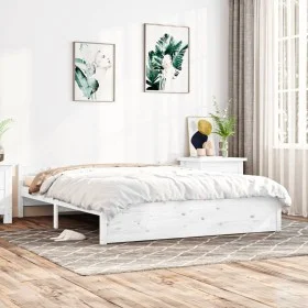 White solid wood bed frame Super King 180x200 cm by vidaXL, Beds and slatted bases - Ref: Foro24-815060, Price: 157,76 €, Dis...