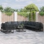 Conjunto de sofás de jardín con cojín 10 pcs Negro Aluminio en Conjuntos de jardín | Comprar online en Foru.es