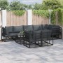 Conjunto de sofás de jardín con cojín 8 pcs Negro Aluminio en Conjuntos de jardín | Comprar online en Foru.es