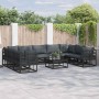 Conjunto de sofás de jardín con cojín 9 pcs Negro Aluminio en Conjuntos de jardín | Comprar online en Foru.es