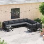 Conjunto de sofás de jardín con cojín 9 pcs Negro Aluminio en Conjuntos de jardín | Comprar online en Foru.es