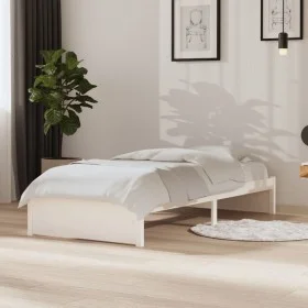 Estructura de cama individual madera maciza blanco 90x190 cm de vidaXL, Camas y somieres - Ref: Foro24-814915, Precio: 97,77 ...