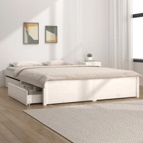 Estructura de cama con cajones blanco 140x200 cm de vidaXL, Camas y somieres - Ref: Foro24-3103514, Precio: 242,22 €, Descuen...