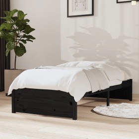 Estructura de cama madera maciza individual negra 75x190 cm de vidaXL, Camas y somieres - Ref: Foro24-814913, Precio: 102,26 ...