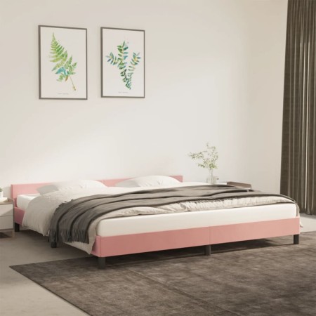 Estructura de cama con cabecero de terciopelo rosa 200x200 cm de vidaXL, Camas y somieres - Ref: Foro24-347596, Precio: 118,4...