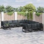 Conjunto de sofás de jardín con cojín 12 pcs Negro Aluminio en Conjuntos de jardín | Comprar online en Foru.es