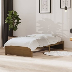 Estructura de cama madera maciza marrón miel 90x190 cm de vidaXL, Camas y somieres - Ref: Foro24-814917, Precio: 110,11 €, De...