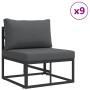 Conjunto de sofás de jardín con cojín 14 pcs Negro Aluminio en Conjuntos de jardín | Comprar online en Foru.es