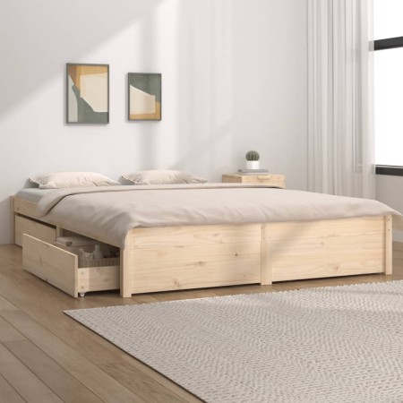 Estructura de cama con cajones 140x200 cm de vidaXL, Camas y somieres - Ref: Foro24-3103513, Precio: 213,43 €, Descuento: %