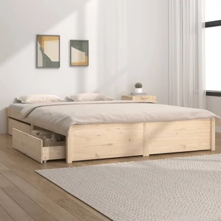 Estructura de cama con cajones 140x200 cm de vidaXL, Camas y somieres - Ref: Foro24-3103513, Precio: 210,46 €, Descuento: %