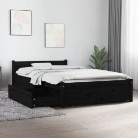 Bed frame with drawers black 90x200 cm by vidaXL, Beds and slatted bases - Ref: Foro24-3103487, Price: 222,20 €, Discount: %