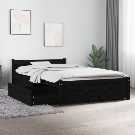 Estructura de cama con cajones negro 90x200 cm de vidaXL, Camas y somieres - Ref: Foro24-3103487, Precio: 226,98 €, Descuento: %