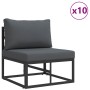 Conjunto de sofás de jardín con cojín 14 pcs Negro Aluminio en Conjuntos de jardín | Comprar online en Foru.es