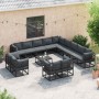 Conjunto de sofás de jardín con cojín 14 pcs Negro Aluminio en Conjuntos de jardín | Comprar online en Foru.es