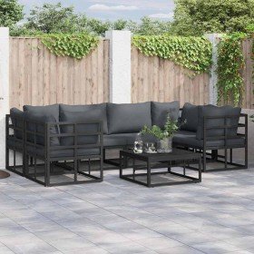 Conjunto de sofás de jardín con cojín 6 pcs Negro Aluminio en Conjuntos de jardín | Comprar online en Foru.es