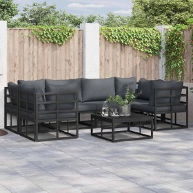 Conjunto de sofás de jardín con cojín 7 pcs Negro Aluminio en Conjuntos de jardín | Comprar online en Foru.es