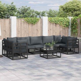 Conjunto de sofás de jardín con cojín 7 pcs Negro Aluminio en Conjuntos de jardín | Comprar online en Foru.es