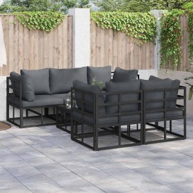 Conjunto de sofás de jardín con cojín 6 pcs Negro Acero en Conjuntos de jardín | Comprar online en Foru.es