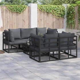 Conjunto de sofás de jardín con cojín 6 pcs Negro Acero en Conjuntos de jardín | Comprar online en Foru.es