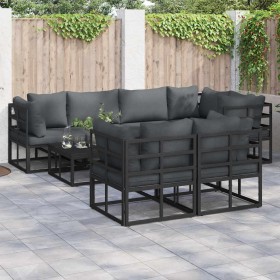 Conjunto de sofás de jardín con cojín 7 pcs Negro Acero en Conjuntos de jardín | Comprar online en Foru.es