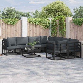 Conjunto de sofás de jardín con cojín 8 pcs Negro Acero en Conjuntos de jardín | Comprar online en Foru.es