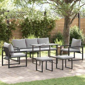 Conjunto de sofás de jardín con cojín 6 pcs Negro Acero en Conjuntos de jardín | Comprar online en Foru.es