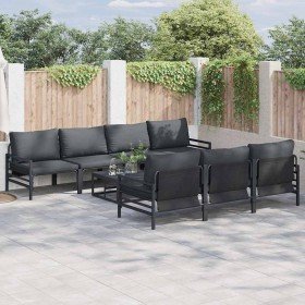 Conjunto de sofás de jardín con cojín 8 pcs Negro Acero en Conjuntos de jardín | Comprar online en Foru.es