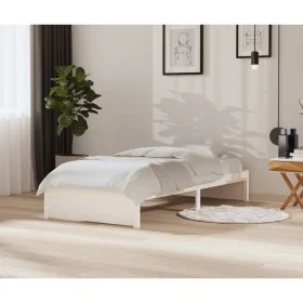 White solid wood bed frame 90x200 cm by vidaXL, Beds and slatted bases - Ref: Foro24-814935, Price: 73,21 €, Discount: %