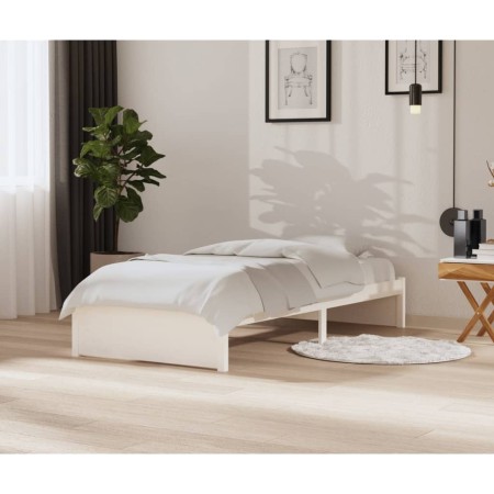 Estructura de cama madera maciza blanco 90x200 cm de vidaXL, Camas y somieres - Ref: Foro24-814935, Precio: 90,37 €, Descuent...