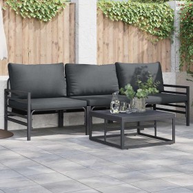Conjunto de sofás de jardín con cojín 4 pcs Negro Acero en Conjuntos de jardín | Comprar online en Foru.es