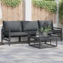 Conjunto de sofás de jardín con cojín 4 pcs Negro Acero en Conjuntos de jardín | Comprar online en Foru.es