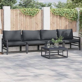 Conjunto de sofás de jardín con cojín 4 pcs Negro Acero en Conjuntos de jardín | Comprar online en Foru.es