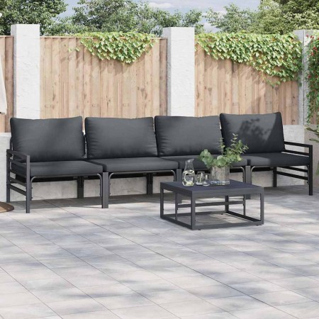 Conjunto de sofás de jardín con cojín 4 pcs Negro Acero en Conjuntos de jardín | Comprar online en Foru.es