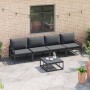 Conjunto de sofás de jardín con cojín 4 pcs Negro Acero en Conjuntos de jardín | Comprar online en Foru.es