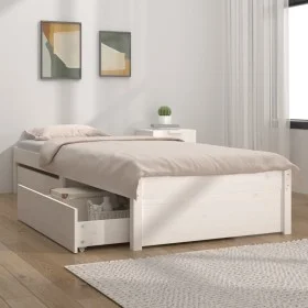 Weißer Bettrahmen mit Schubladen 90x200 cm von vidaXL, Betten und Lattenroste - Ref: Foro24-3103464, Preis: 182,06 €, Rabatt: %