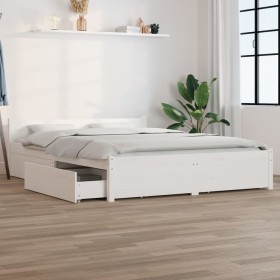Estructura de cama con cajones blanco 140x200 cm de vidaXL, Camas y somieres - Ref: Foro24-3103560, Precio: 265,40 €, Descuen...