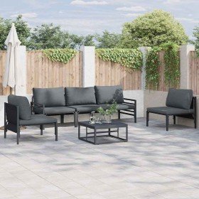 Conjunto de sofás de jardín con cojín 6 pcs Negro Acero en Conjuntos de jardín | Comprar online en Foru.es