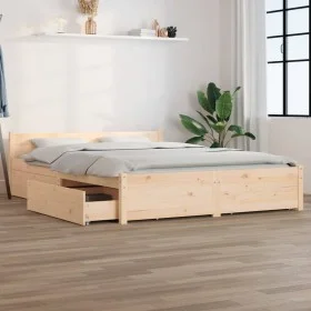 Estructura de cama con cajones 150x200 cm de vidaXL, Camas y somieres - Ref: Foro24-3103564, Precio: 219,47 €, Descuento: %