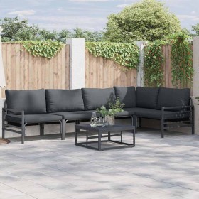 Conjunto de sofás de jardín con cojín 6 pcs Negro Acero en Conjuntos de jardín | Comprar online en Foru.es
