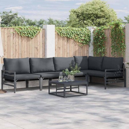 Conjunto de sofás de jardín con cojín 6 pcs Negro Acero en Conjuntos de jardín | Comprar online en Foru.es