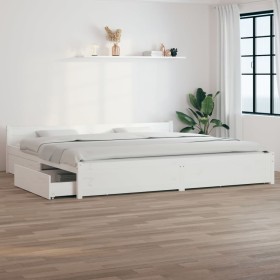 Estructura de cama con cajones blanco 200x200 cm de vidaXL, Camas y somieres - Ref: Foro24-3103580, Precio: 321,64 €, Descuen...