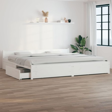 Estructura de cama con cajones blanco 200x200 cm de vidaXL, Camas y somieres - Ref: Foro24-3103580, Precio: 321,64 €, Descuen...