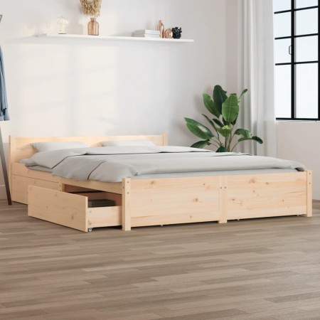 Estructura de cama con cajones 140x200 cm de vidaXL, Camas y somieres - Ref: Foro24-3103554, Precio: 208,68 €, Descuento: %