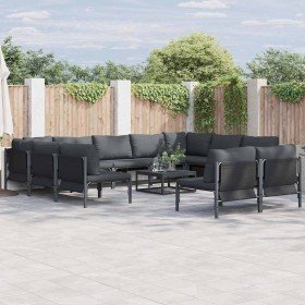 Conjunto de sofás de jardín con cojín 11 pcs Negro Acero en Conjuntos de jardín | Comprar online en Foru.es