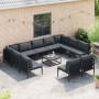 Conjunto de sofás de jardín con cojín 11 pcs Negro Acero en Conjuntos de jardín | Comprar online en Foru.es