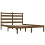 Honey brown solid pine wood bed frame 200x200 cm by vidaXL, Beds and slatted bases - Ref: Foro24-3103671, Price: 155,10 €, Di...