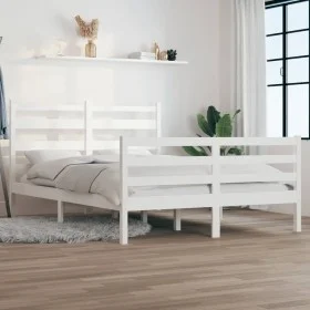 Solid white pine wood bed frame 160x200 cm by vidaXL, Beds and slatted bases - Ref: Foro24-3103724, Price: 142,39 €, Discount: %