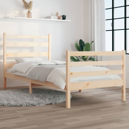 Estructura de cama de madera maciza de pino 90x200 cm de vidaXL, Camas y somieres - Ref: Foro24-3103698, Precio: 89,52 €, Des...