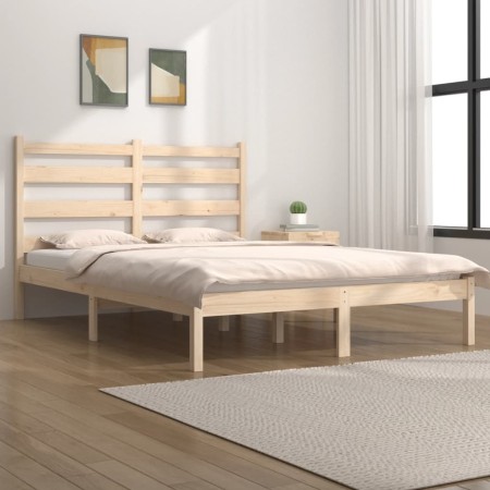 Estructura de cama madera maciza de pino 120x190 cm de vidaXL, Camas y somieres - Ref: Foro24-3103618, Precio: 110,56 €, Desc...